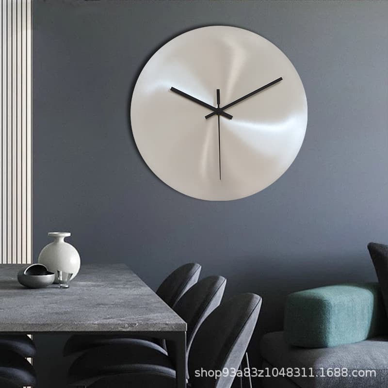 Modern Simple Industrial Style Silver Living Room Wall Clock No Numbers Studio Decor round Nordic Clock Ornament Stainless Steel