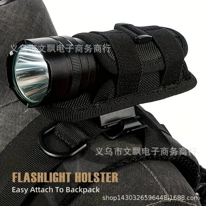 Tactical Nylon Flashlight Holster Outdoor Waist-Mounted High-Power Flashlight Bag Adjustable Portable Storage Pouch