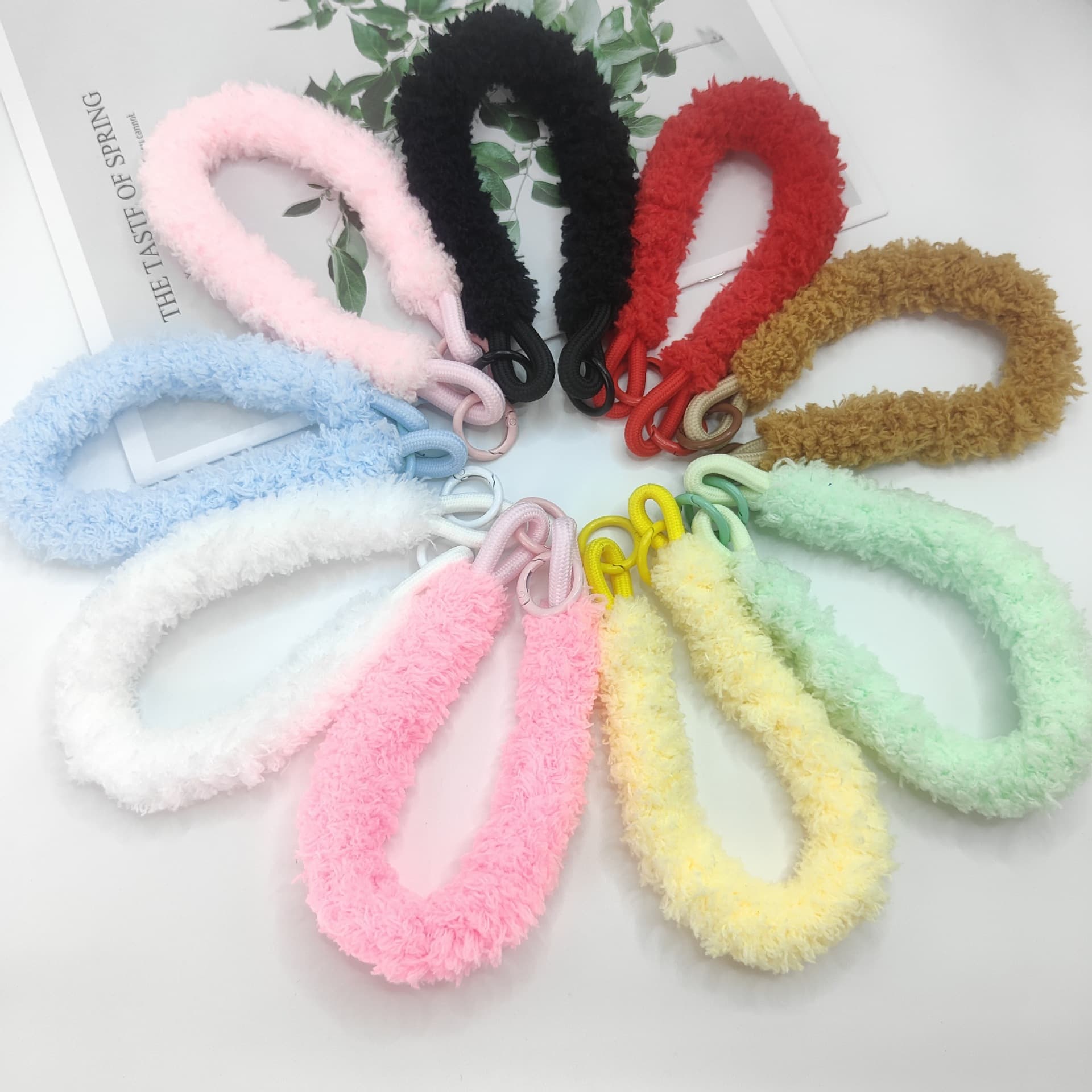 New Colorful Plush Braided Rope Phone Strap Bag Charm Cute Long Plush Lanyard