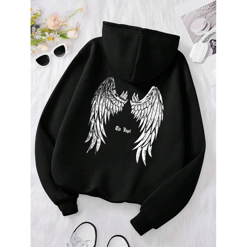 [Cross-border EU Size] The Angel's Wings Printing Clothes Men Women Hip
