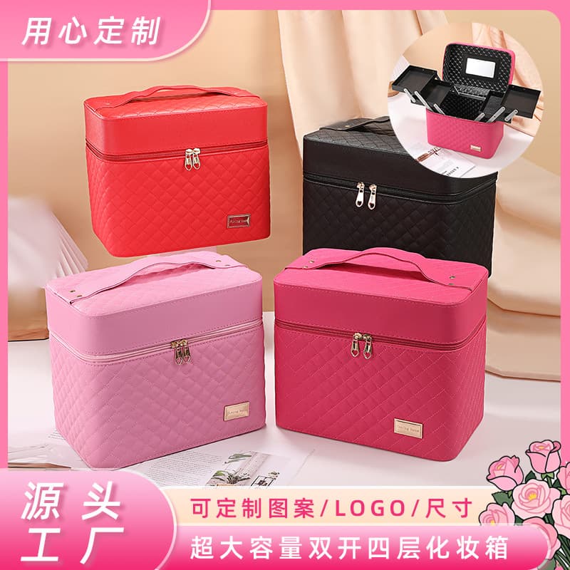 Large Capacity Ins Style Makeup Bag Storage Box Multi-layer Partition Portable Travel Cosmetic Organizer Case