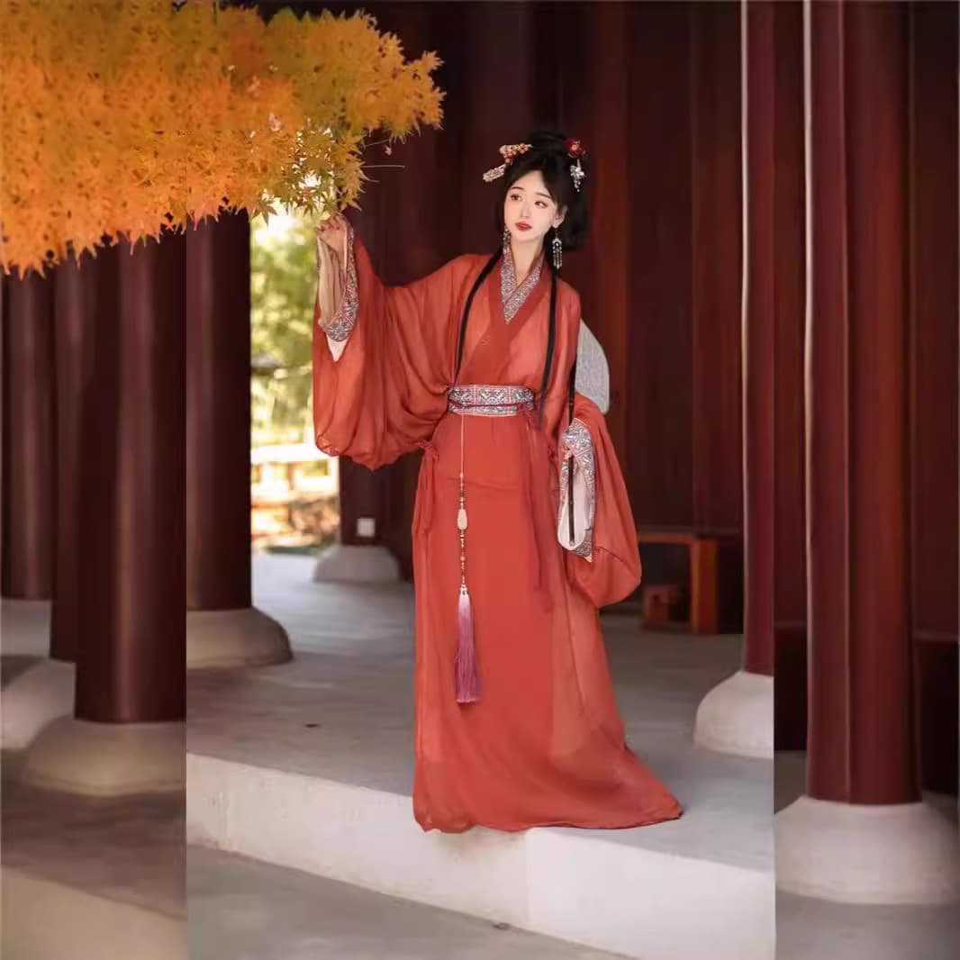 New Dream Realm Warring States Robe Mashan Chu Tomb Restoration Daily Straight Hem Adult Hanfu Women's Trailing Large Volume Straight Hem