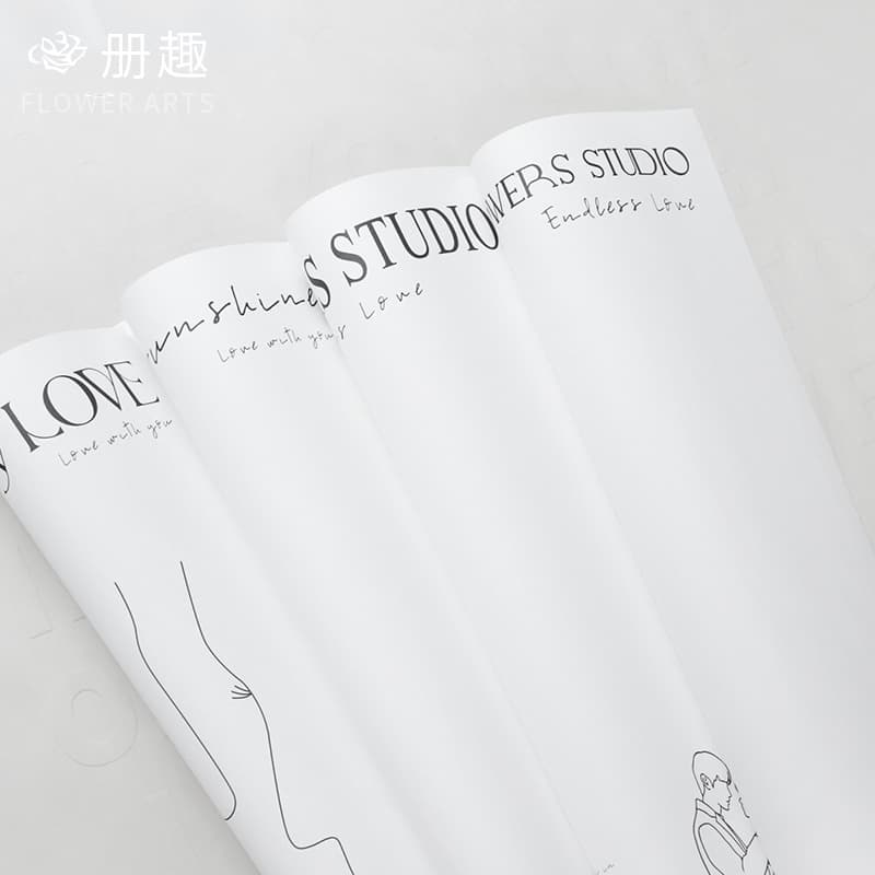 Fashionable Simple Rose Bouquet Packaging Paper Waterproof OPP+Paper Material for Flower Shop Gifts Letter Printed Design