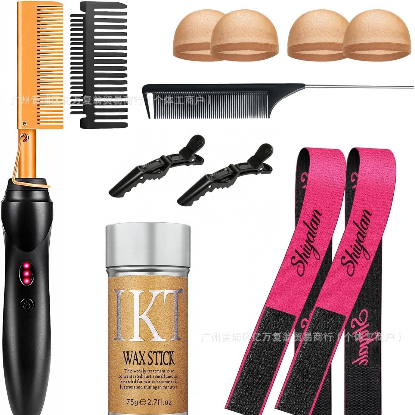 Hot Comb Hair Straightener Set Wig Wax Stick