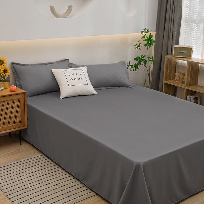 Simple Solid Color Washed Cotton Bed Sheet Three-Piece Set for Student Dormitory Pillow, Foreign Trade Factory Wholesale Source