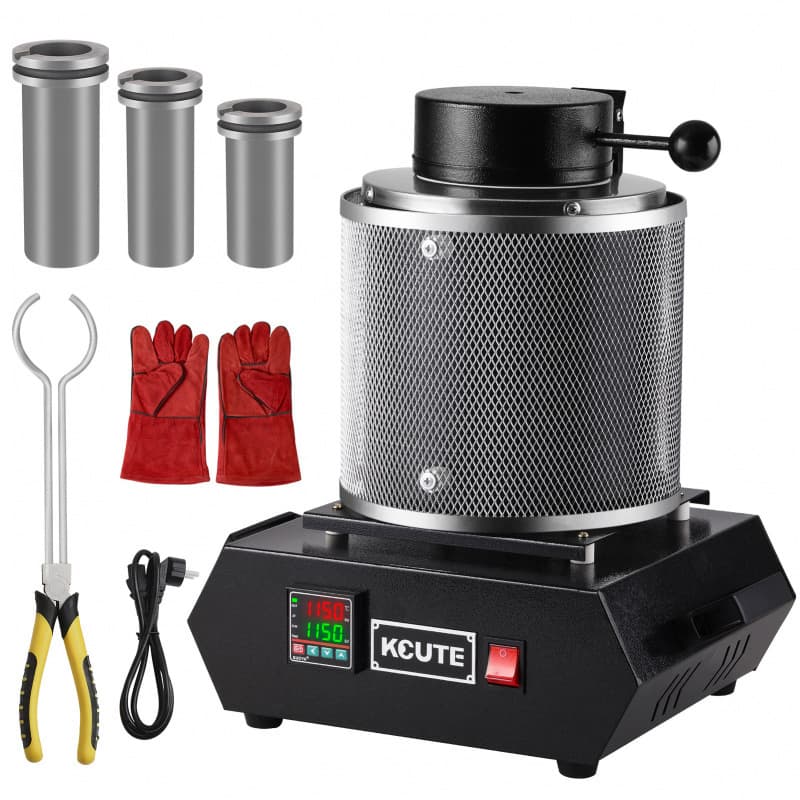 Small Gold Melting Furnace, Jewelry Gold Melting Electric Furnace, Graphite Crucible, High Temperature Resistant Copper Melting and Gold Refining Equipment for Home Use