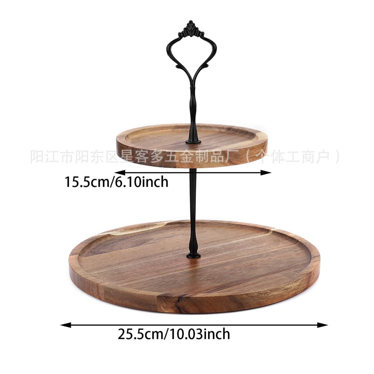 Creative Home Multi-Layer Dessert Stand Wooden Double-Layer Cake Tray Tabletop Decorative Display Stand Round Ornament Tray