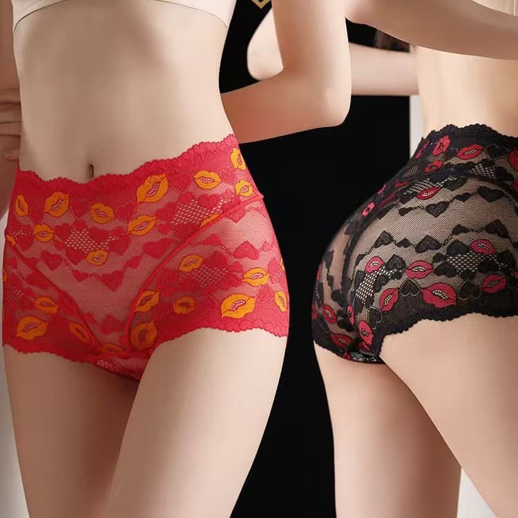 Women's Lightweight Lace Panties, Comfortable Barely-There Feel, High-Waist Tummy Control, Seamless Triangle Panties, Transparent Hip-Hugging Mid-Rise