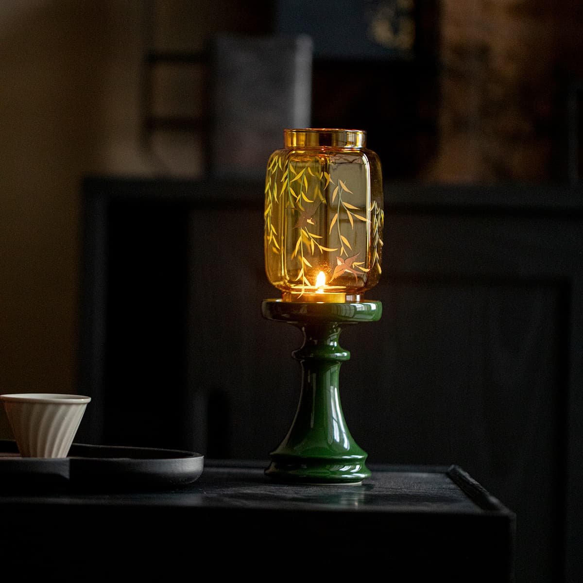 Liuyan Xichun Ming and Qing Dynasty Candle Holder Candlestick Lamp Zen Tea Room Ambience Light Household Floor Candle Lamp Decorative Ornament