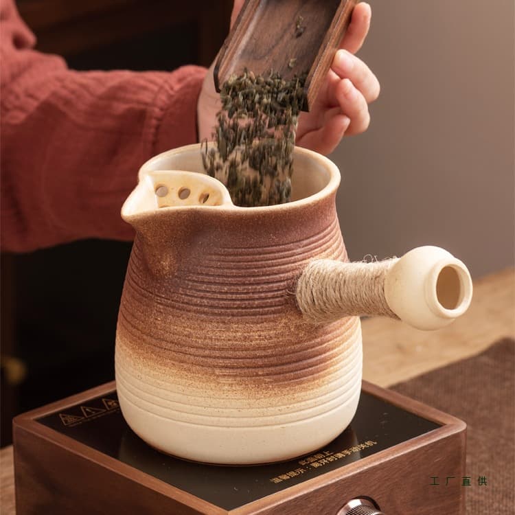 Dry-burning pot teapot, ceramic pot for brewing milk tea, tea roasting pot, electric ceramic stove, charcoal stove, and tea-brewing set.