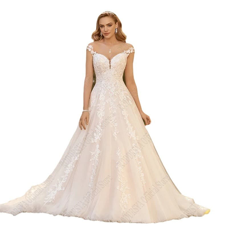 AliExpress Export Main Wedding Dress 2026 New Style V-Neck Backless Evening Gown White Elegant Women's Banquet Dress