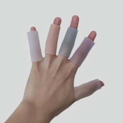 SEBS waterproof thumb protectors, customizable silicone finger and toe protectors, extended finger and toe sleeves.