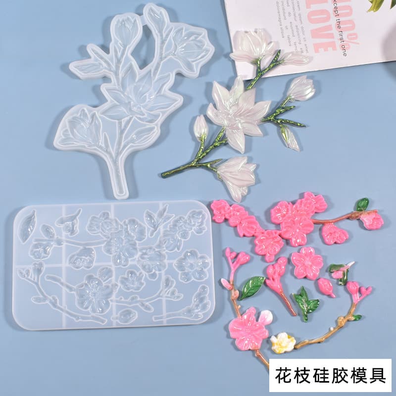 Yumeiren DIY Crystal Epoxy Mold Cake Decoration Flower Mold Artificial Flower Branch Ornament Silicone Mold