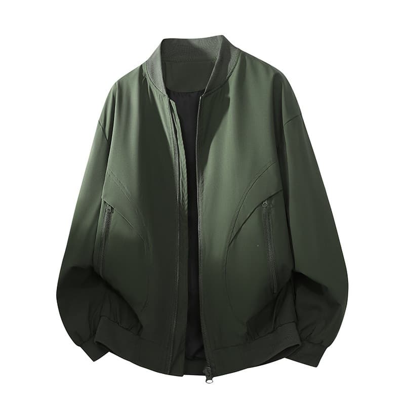 Men's Stand Collar Jacket, Solid Color Zipper Windbreaker, Two-Piece Workwear, Quick-Dry, UV-Resistant