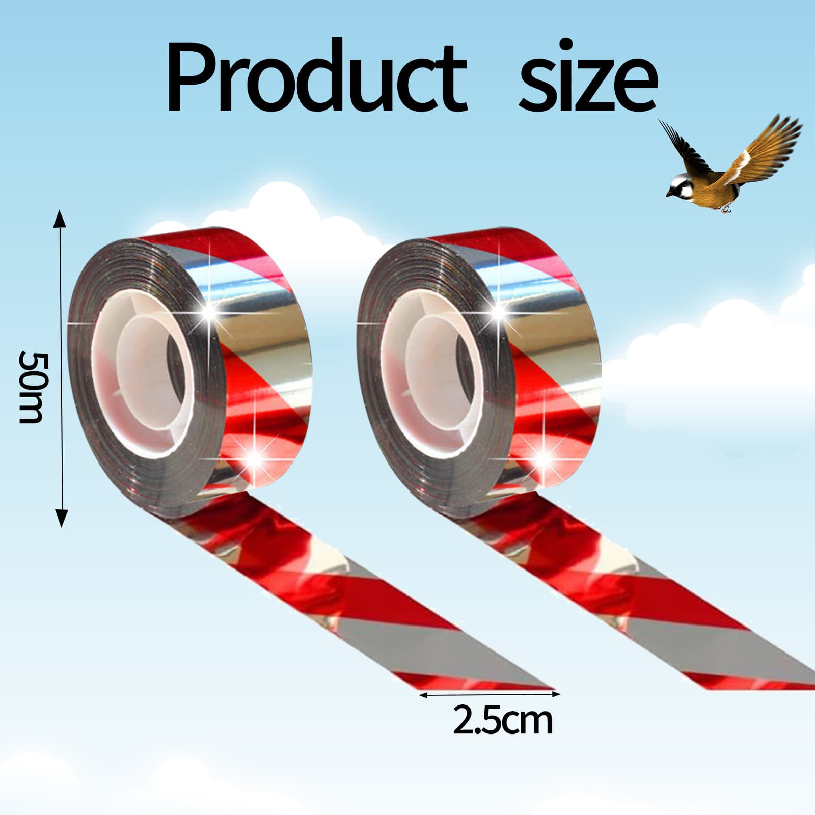 Reflective bird repellent ribbons, bird repellent ribbons, flash bird repellent tapes, orchard rice field bird scare bird repellents