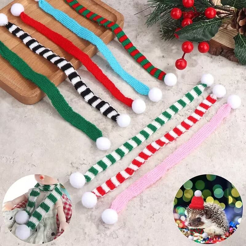 Cross-border Christmas Mini Scarf DIY Accessories Christmas Small Scarf Bouquet Wine Bottle Decoration Knitted Mini Scarf