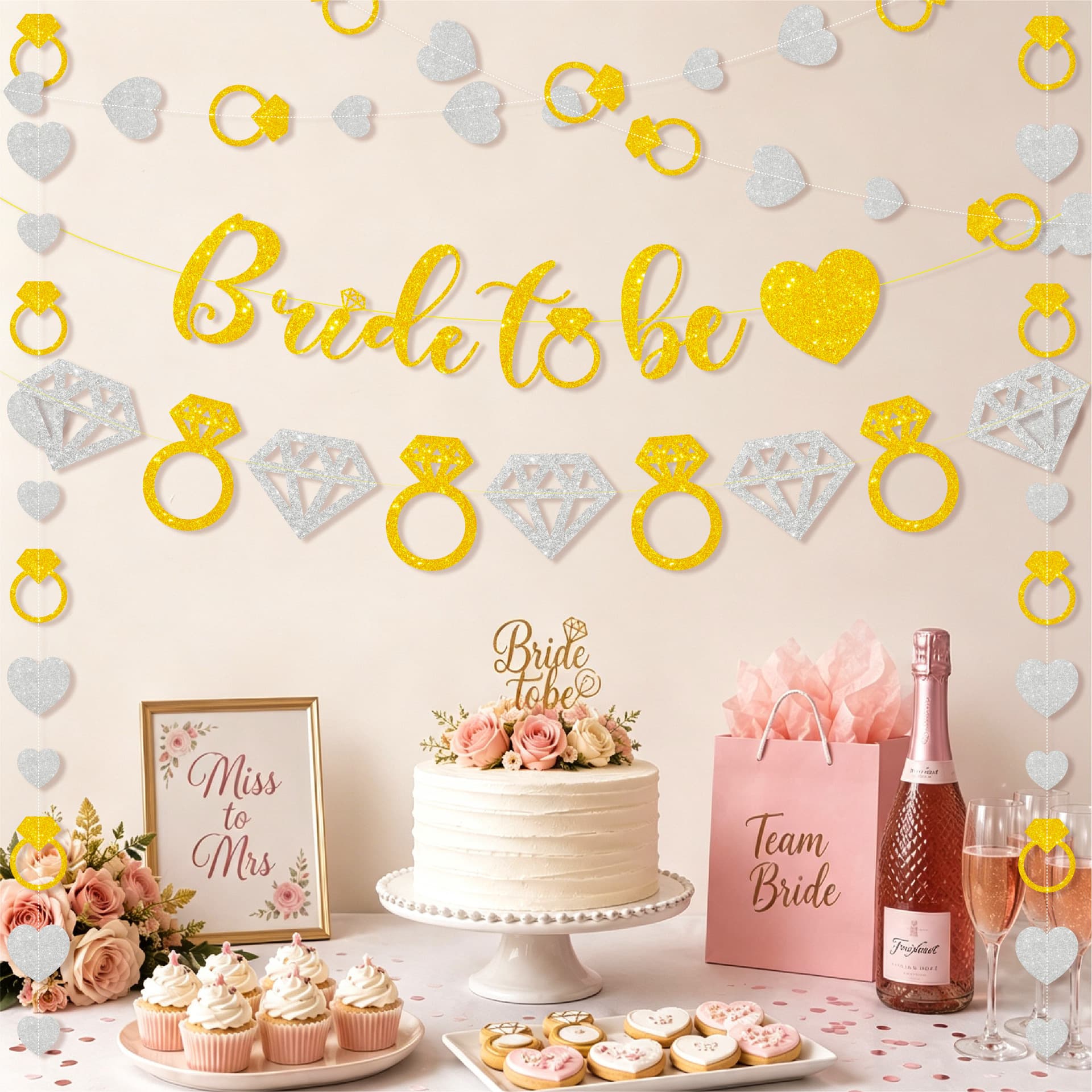 Cross-border Glitter Bride to Be Banner Wedding Party Decoration Engagement Props Party Supplies