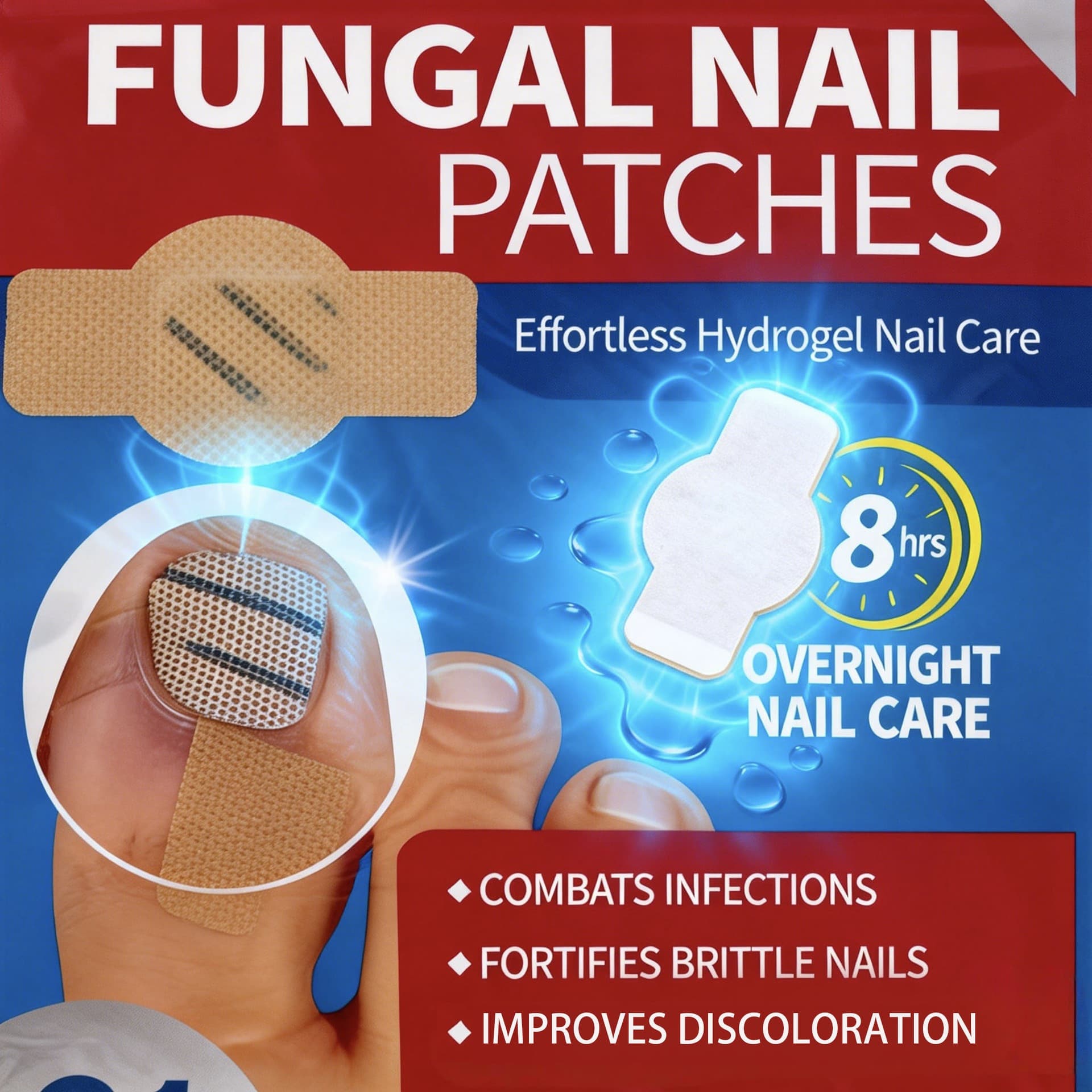 Nail Fungus Inhibiting Patch Disposable Foot Care Patch Hydrocolloid Anti-Infection Repair for Onychomycosis Care Sticker