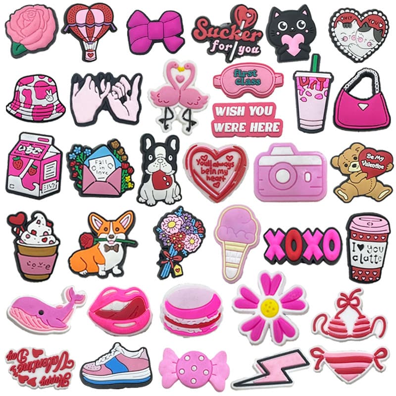 Cross-Border New Pink Valentine's Day Clog Shoe Charms Shoe Accessories DIY Shoe Decorations Shoe Buckles Shoe Decorations