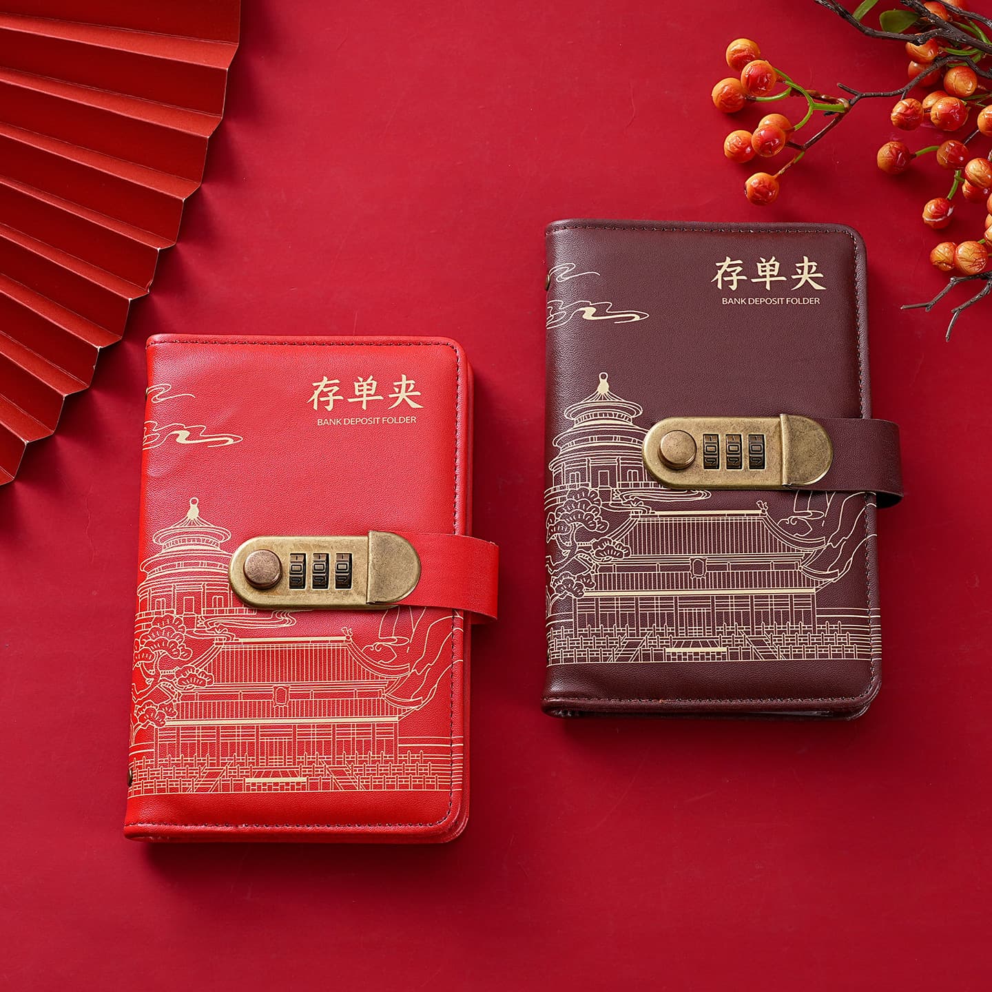 Ready Stock Chinese-style Lockable Money Book - Large Capacity Cash Storage Wallet, Currency Album with Bill Holder