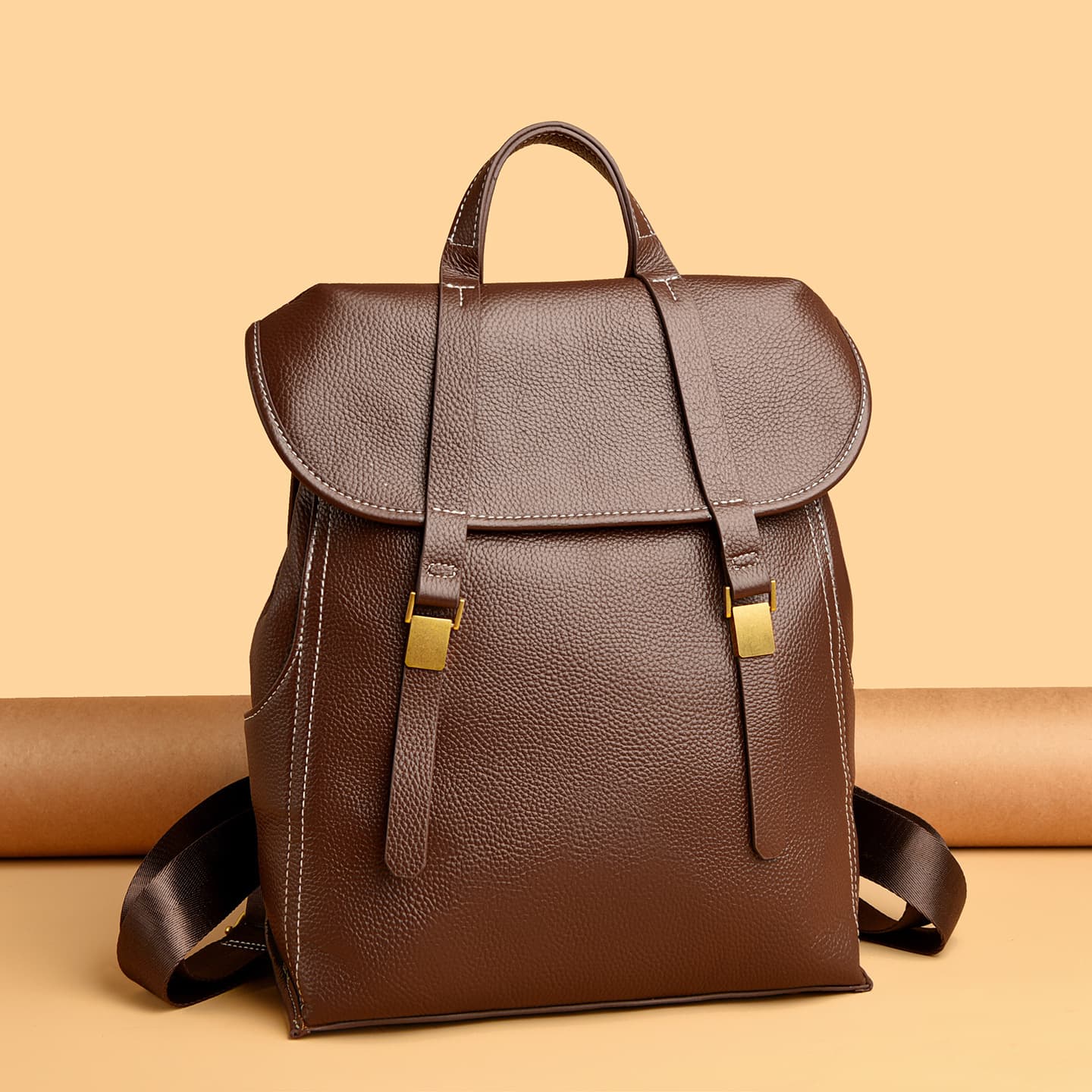 Genuine Leather Backpack New Retro Backpack Preppy Style High Aesthetic Large Capacity Bag Minimalist Top Layer Cowhide Backpack