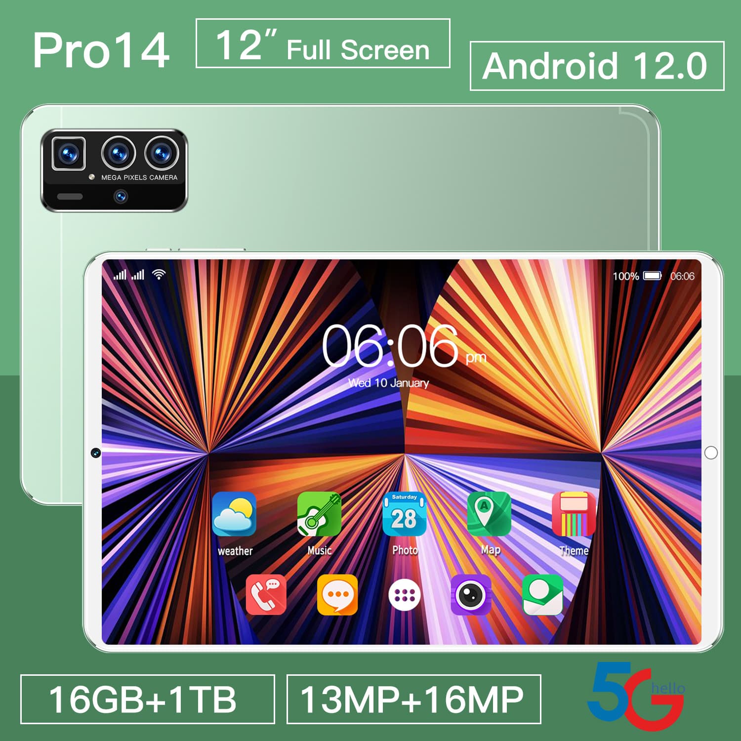 Smart New Pro14 Tablet Computer Global Version Low Price Android System 11.6 Inch Screen 1300 Pixel Camera Bluetooth Support