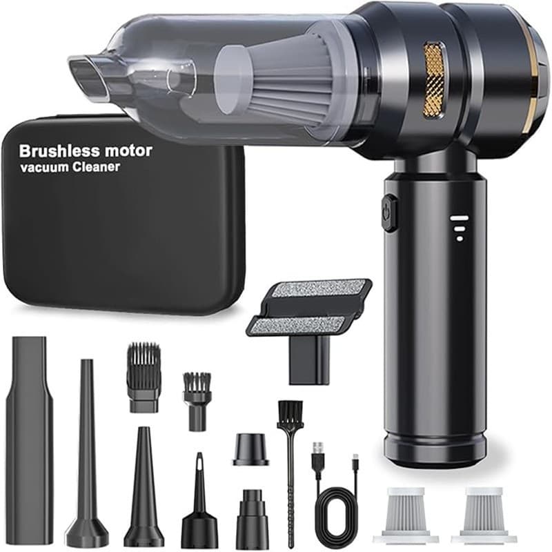 Car vacuum cleaner, dual-use cordless mini vacuum cleaner, electric blower for cars and homes, high suction power.