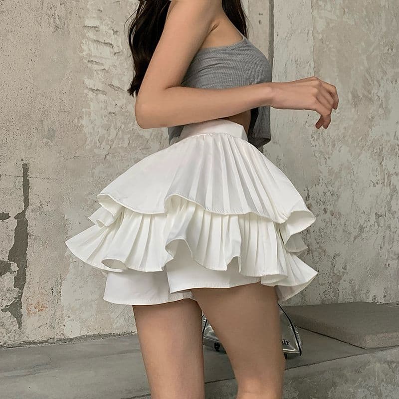 Summer New Style Sweet Niche Fluffy Skirt Pleated Cake Mini Skirt for Petite Women