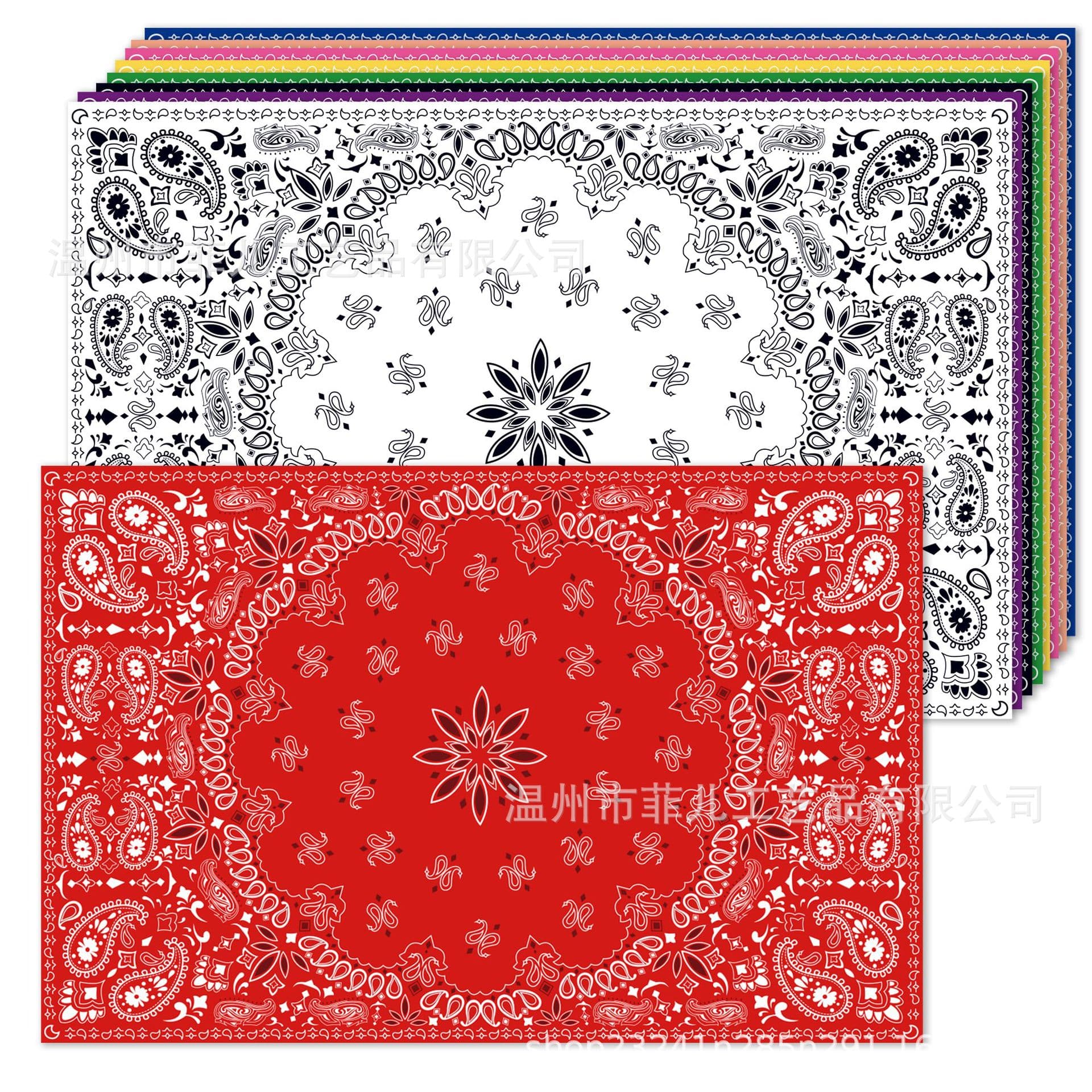 CA055 Paisley Square Placemat, Holiday Party Decor, Chinese Pattern Disposable Placemat
