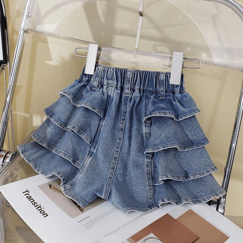 Spring Autumn Summer Girls Denim Skirt Stretch Denim Skirt Children Mid Big Child Fashionable Denim Short Skirt Trendy