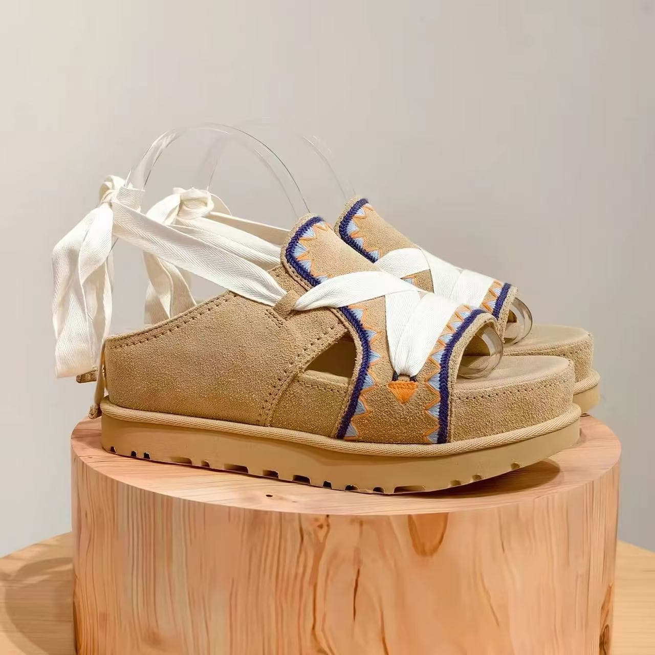 Sangpo Golden Star Bohemian Thick-Soled Height-Increasing Sandals for Women, Size 26, New Summer Style with Bow, Casual Beach Two-Way Wear