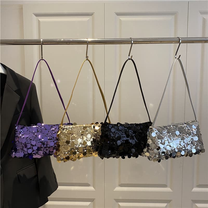 Simple sequin underarm small bag for women, summer new fashion shoulder bag, summer cool pillow bag, evening bag for women