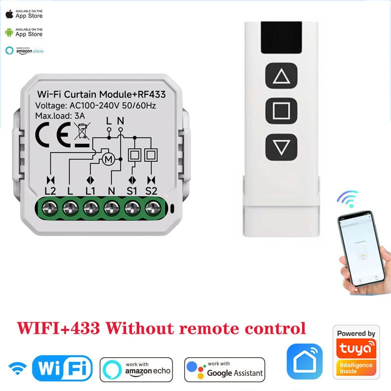 Tuya smart curtain switch module WiFi +433 remote control curtain switch Tuya smart switch