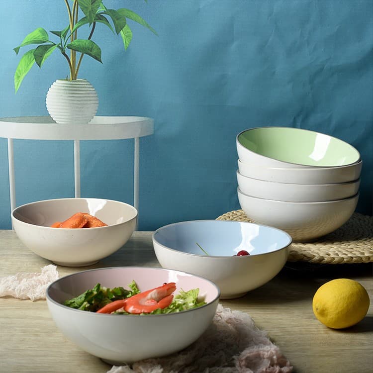 Nordic ins simple vegetable bowl home restaurant daily ceramic instant noodle bowl ramen bowl salad bowl large soup bowl wholesale