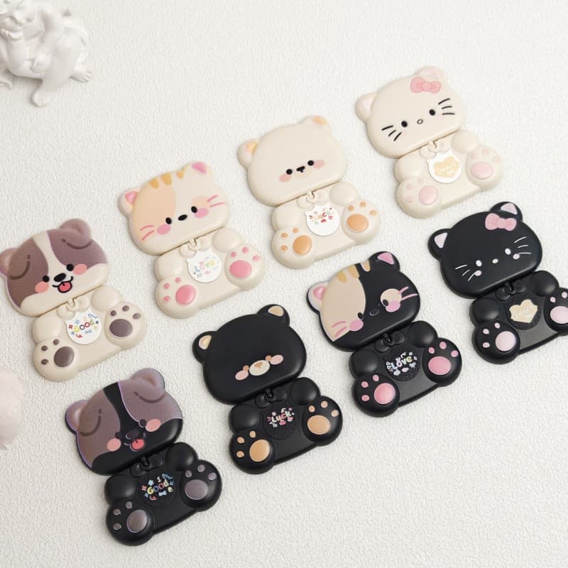 Cute 360-Degree Rotating Bear Cartoon Hello Kitty Phone Stand with Built-in Makeup Mirror Phone Case Stand