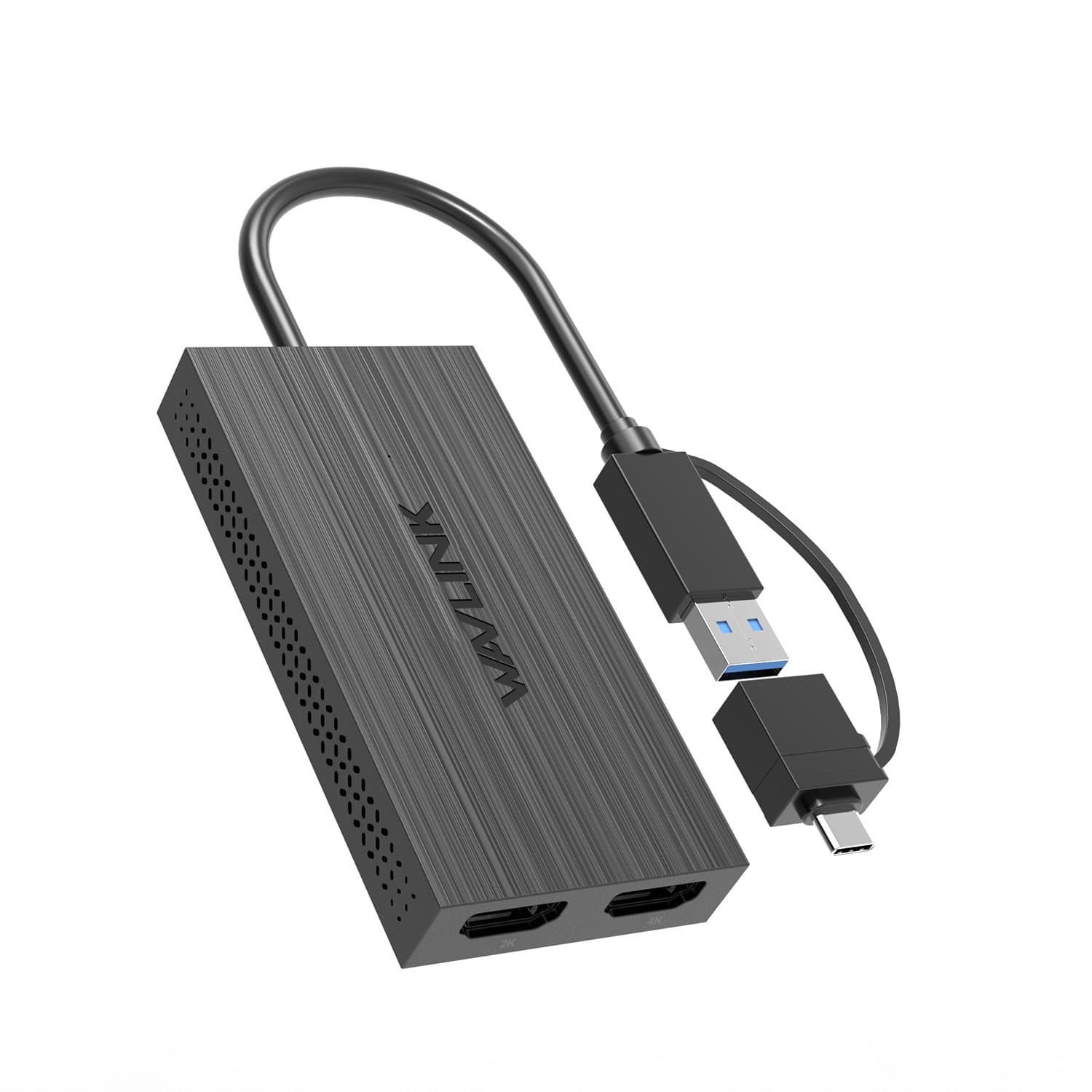 4K High-Definition Video Extended Screen Graphics Card USB-C to Dual HDMI Display Adapter Mirror Extender Monitor