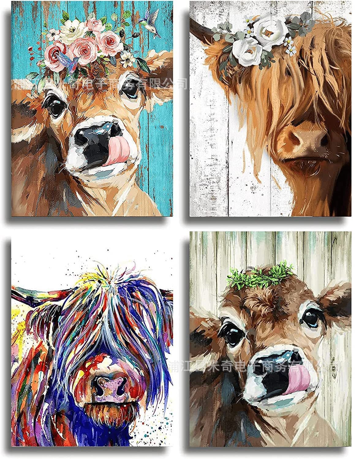 5D Adult Diamond Painting Animal Cow DIY Round Full Drill Diamond Art Kit Home Wall Art Decorative Painting