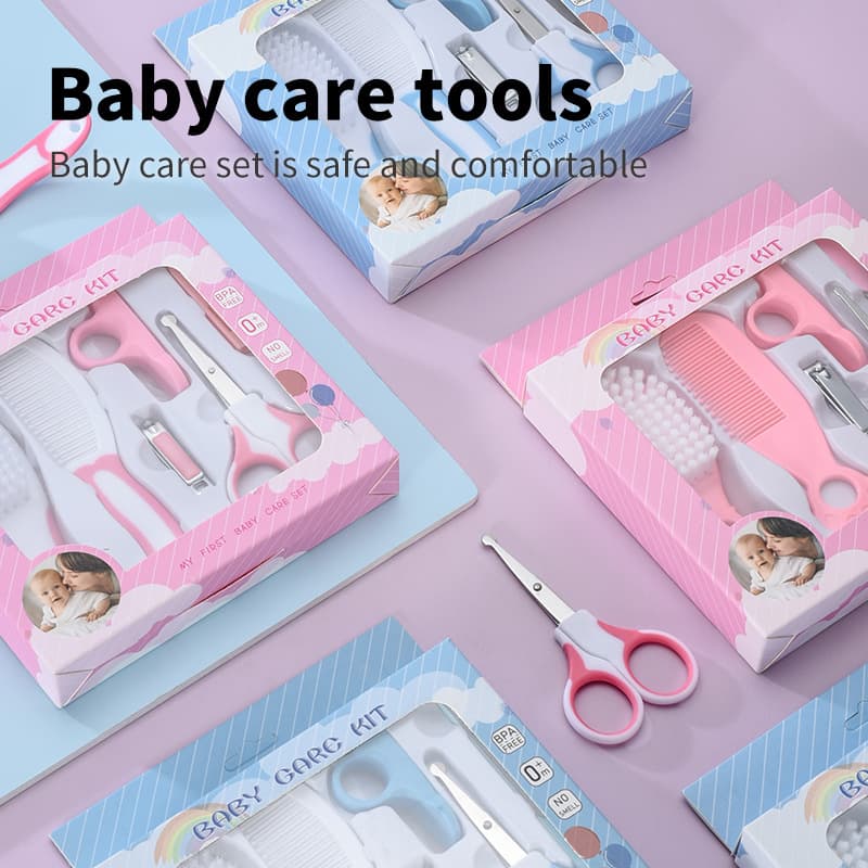 Baby Care Kit 6-Piece Set: Comb, Brush, Scissors, Nail Clippers, and Grooming Tools