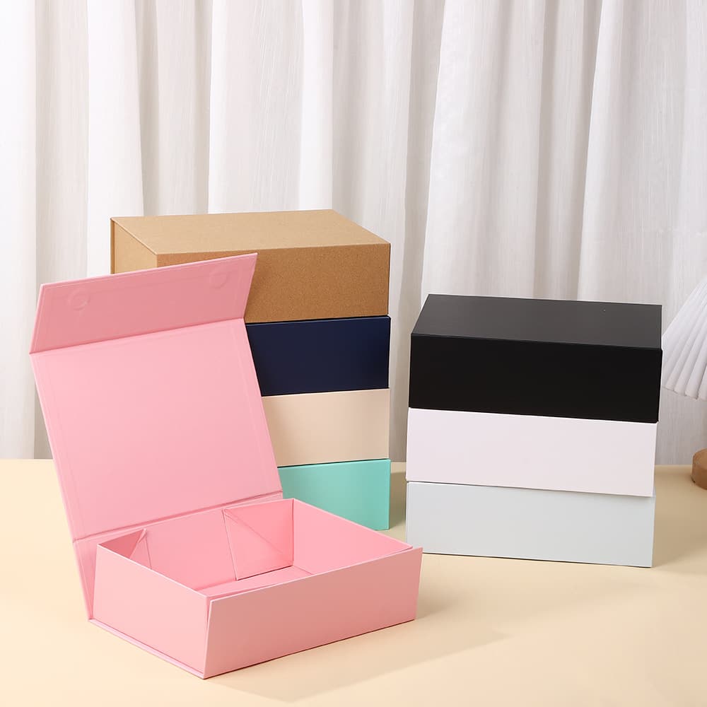 Folding One-Piece Flip-Top Packaging Boxes, Black Folding Flower Magnetic Closure Packaging Boxes, Hard Paper Boxes, Gift Boxes Wholesale