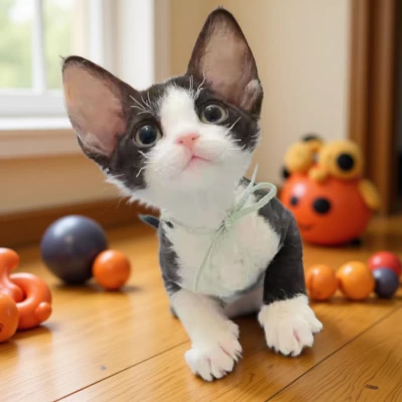 Purebred Curly Coat Devon Rex Cat Kitten Live Cat British Shorthair Blue and White Cat Kitten Live Short Leg Short Hair Small Cat Live