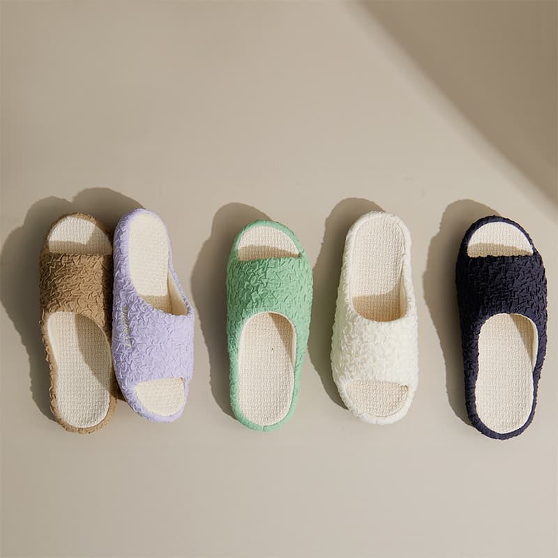 Wrinkle Cotton Fabric Slippers for Women, Summer 2024 New Style, All-Season Versatile Indoor Home Use Breathable Sandals