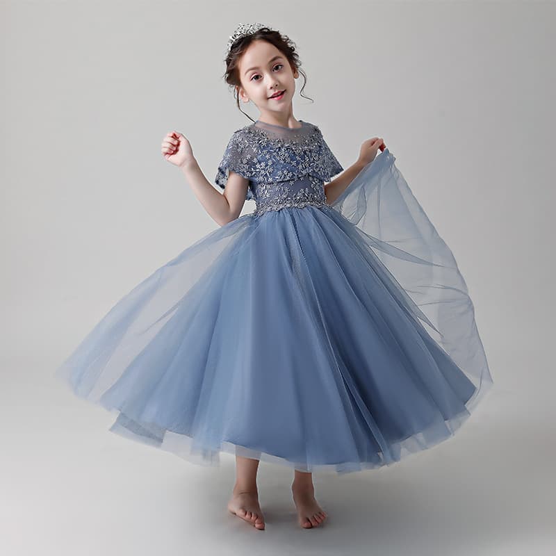 Children's Evening Dress Little Girl's Birthday Stylish Puffy Floral Girl's Princess Dress Girls' Piano Performance Dress Princess Dress