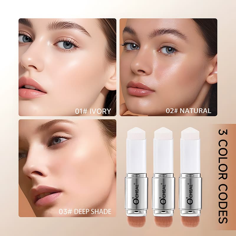 Cross-Border Ocheal Color-Changing Foundation Stick Full Coverage Concealer Liquid Foundation Stick Long-Lasting Foundation Stick with Brush at the Bottom