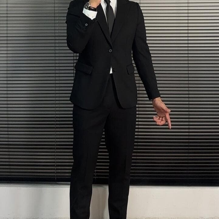 Business Casual Suit Set Men's Suit Jacket Slim Fit Professional Korean Style Spring and Autumn Groom Wedding Attire