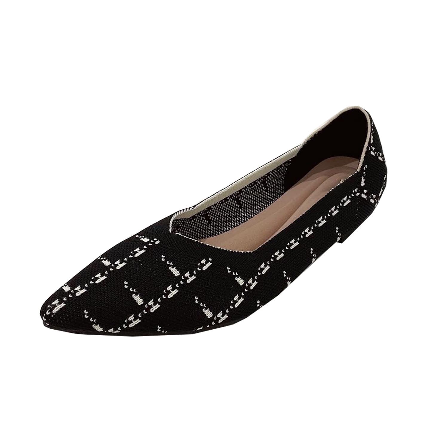 Pointed toe flat knitted fly knitted shoes, women's knitted shoes, large size beanie shoes, egg roll shoes, princess shoes, single shoes, comfortable and versatile