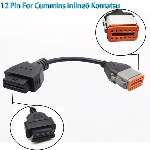 For Komatsu 12PIN to 16PIN OBDII for Cummins Komatsu line 12 pin