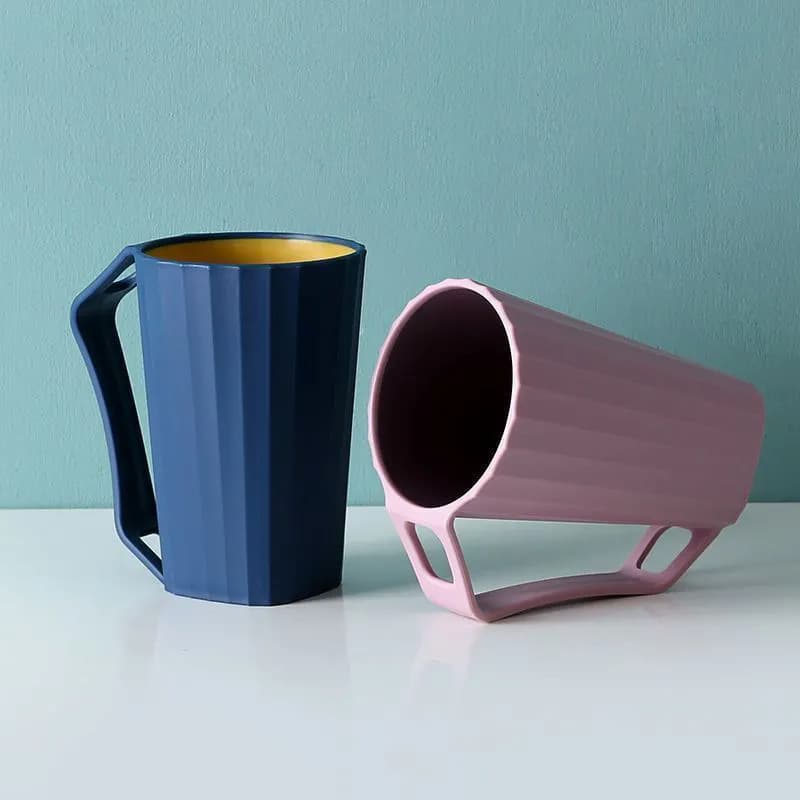 Mouthwash Cup, Bathroom Cup, Toothbrush Cup with Handle, Two-Tone Male and Female Students Korean Style Tooth Cup, Family Toothbrushing Mouthwash Cup