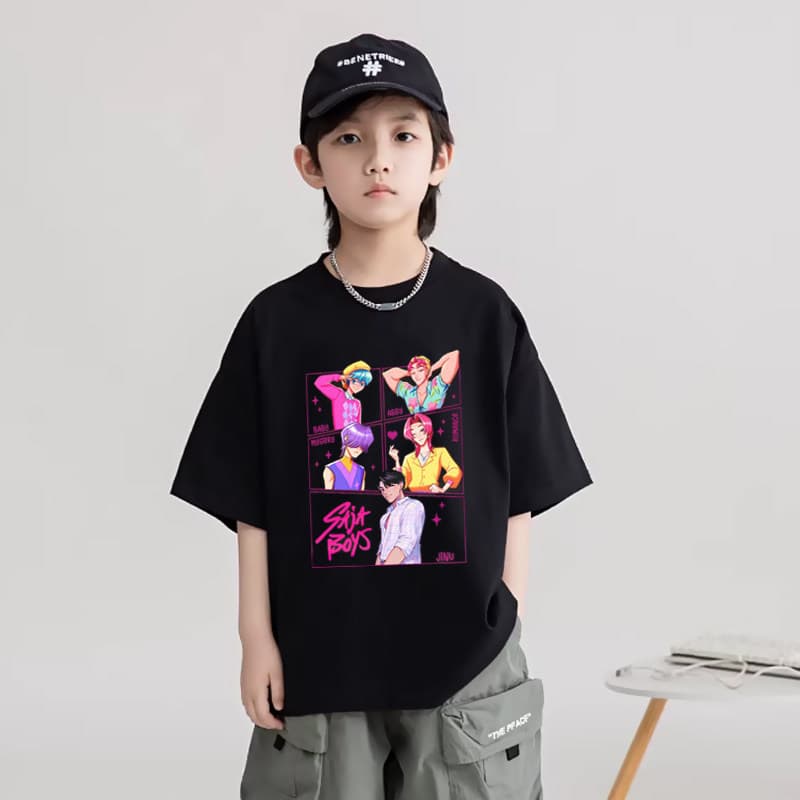 Kpop Demon Hunter Girl Group Sajaboy Demon Boy Group Qin Yu Abby Merchandise Printed T-Shirt Short Sleeve for Men, Women, and Children