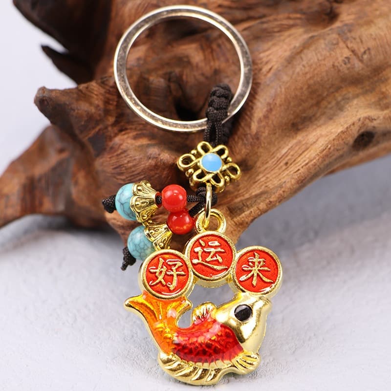 Brass gourd, you will have money immediately, good luck gourd, daily income, good luck, abacus, five emperors money key chain, exquisite pendant