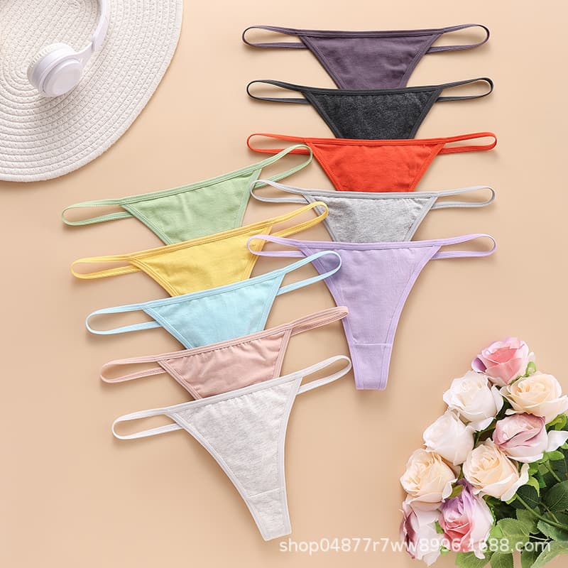 Seamless Breathable Thong Women Bikini Bright Color Cross-border E-commerce Sexy Hot Panties